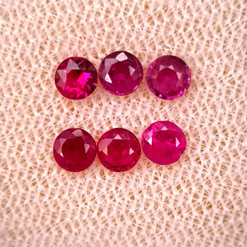 3.20 mm Round 6pcs Natural Burma Intense Red Ruby [SI] {Only heat}