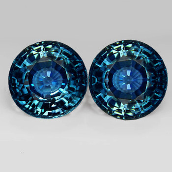 4.30 mm Round Step 2 pieces Top Luster Natural Green Blue Sapphire [Flawless-VVS]