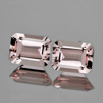 7x5 mm Octagon 2 pcs Fire Luster Natural Soft Peach Morganite [Flawless-VVS]