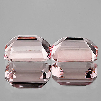 7x5 mm Octagon 2 pcs Fire Luster Natural Soft Peach Morganite [Flawless-VVS]