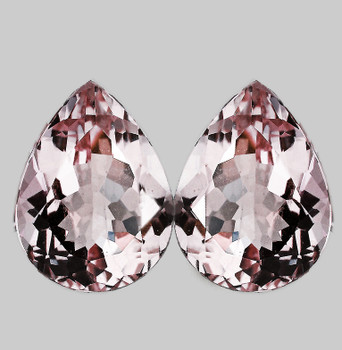 10x7 mm Pear 2 pcs Superb Luster Natural Soft Peach Pink Morganite [Flawless-VVS]