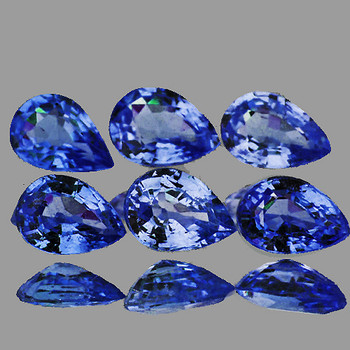 4x3 mm Pear 6 pcs AAA Fire Natural Intense Blue Sapphire [Flawless-VVS]