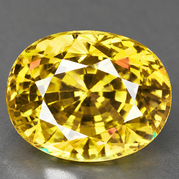 7.5x5.5 mm Oval {1.82ct} Top Fire Rainbow Flashes Natural Golden Zircon [Flawless-VVS]