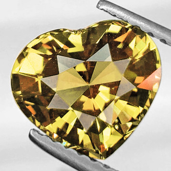 7x6 mm Heart {1.75ct} Top Fire Natural Rainbow Flashes Golden Zircon [Flawless-VVS]
