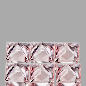 3.00 mm Square Princess 6 pcs Superb Luster Natural Pinkish Peach Sapphire [Flawless-VVS]