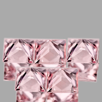 3.50 mm Square Princess 5 pcs Superb Luster Natural Pinkish Peach Sapphire [Flawless-VVS]