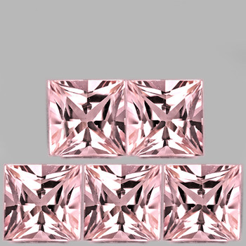 3.50 mm Square Princess 5 pcs Superb Luster Natural Pinkish Peach Sapphire [Flawless-VVS]