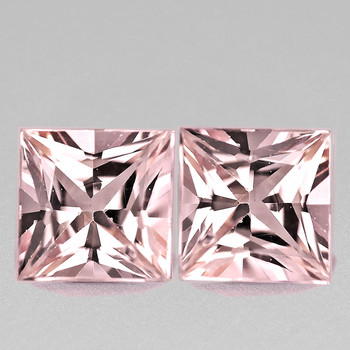 4.00 mm Square Princess 2 pcs Superb Luster Natural Pinkish Peach Sapphire [Flawless-VVS]