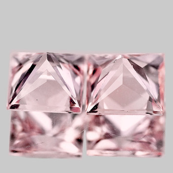 4.50 mm Square Princess 2 pcs Superb Luster Natural Pinkish Peach Sapphire [Flawless-VVS]