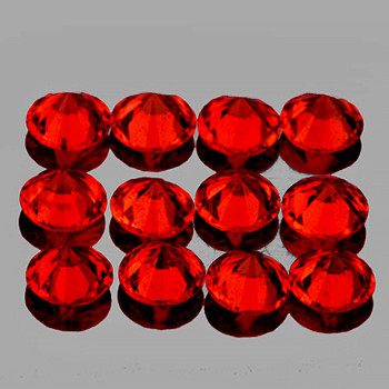 2.50 mm Round Machine Cut 12pcs Superb Brilliancy Natural Intense Orange Red Sapphire [Flawless-VVS]-Top Grade