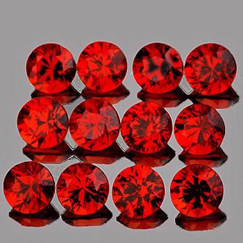 2.50 mm Round Machine Cut 12pcs Superb Brilliancy Natural Intense Orange Red Sapphire [Flawless-VVS]-Top Grade