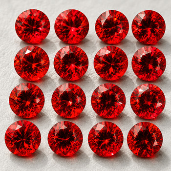 2.00 mm Round Machine Cut 20 pcs Superb Brilliancy Natural Intense Orange Red Sapphire [Flawless-VVS]-Top Grade