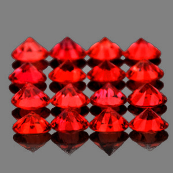 2.20 mm 16 pcs Round Extreme Brilliancy Natural Intense Orange Red Sapphire [Flawless-VVS]