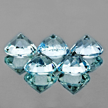 4.50 mm Round 5 pieces AAA Fire Luster Natural Sky Blue Aquamarine [Flawless-VVS]