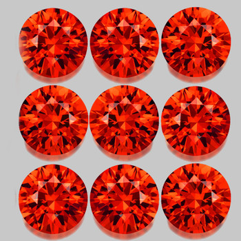 2.80 mm Round 9pcs Machine Cut Top Luster Natural Vivid Intense Orange Sapphire [Flawless-VVS]