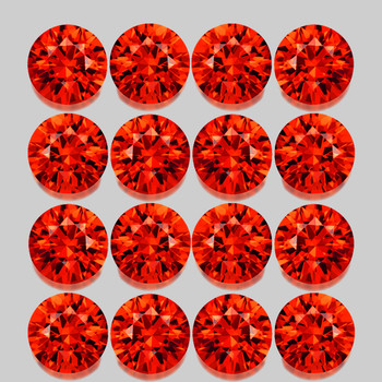 2.20 mm Round 16pcs Machine Cut Top Luster Natural Vivid Intense Orange Sapphire [Flawless-VVS]