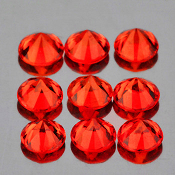 2.70 mm Round 9pcs Machine Cut Top Luster Natural Vivid Intense Orange Sapphire [Flawless-VVS]