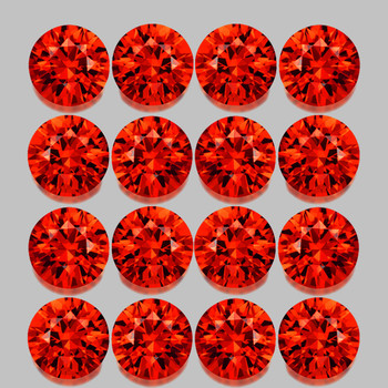 2.30 mm Round 16pcs Machine Cut Top Luster Natural Vivid Intense Orange Sapphire [Flawless-VVS]