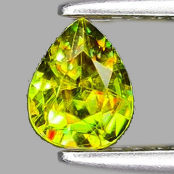 6.5x5.5 mm Pear 1.10cts Superb Luster Rainbow Spark Natural Canary Yellow Sphene [Flawless-VVS]