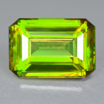 8x6 mm Octagon 1.52cts Superb Luster Rainbow Spark Natural Canary Green Sphene [Flawless-VVS]