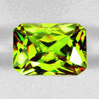 7x5 mm Octagon 0.86cts Superb Luster Rainbow Spark Natural Canary Green Sphene [Flawless-VVS]