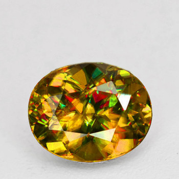 6x5 mm Oval 0.85cts Superb Luster Rainbow Spark Natural Honey Yellow Sphene [Flawless-VVS]
