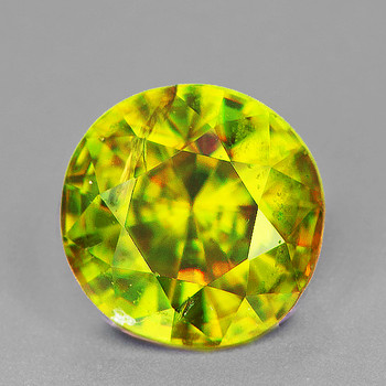 6.00 mm Round 1.05ct Superb Luster Rainbow Spark Natural Canary Yellow Sphene [VS]