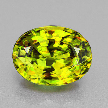 7.5x5.5 mm Oval 1.25ct Superb Luster Rainbow Spark Natural Canary Yellow Sphene [Flawless-VVS]