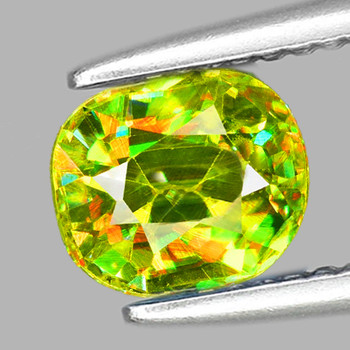 6x5 mm Cushion 0.90ct Superb Luster Rainbow Spark Natural Canary Yellow Sphene [VVS]