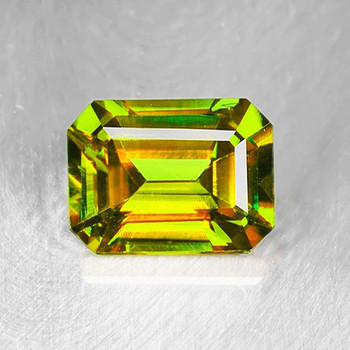 7x5 mm Octagon 1.42cts Superb Luster Rainbow Spark Natural Canary Green Sphene [Flawless-VVS]