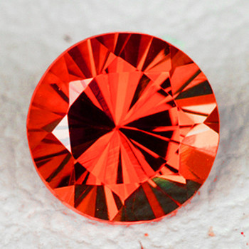 4.30 mm Round {0.35ct} AAA Luster Natural Intense Orange Red Sapphire [Flawless-VVS]