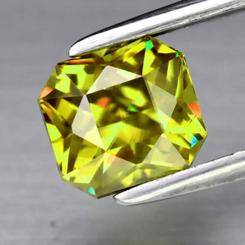 5.50 mm Octagon 0.98ct Superb Luster Rainbow Spark Natural Canary Yellow Sphene [Flawless-VVS]
