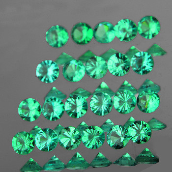 1.10-1.30 mm Round 67 pieces Natural Brilliant Bluish Green Emerald [VVS-VS]