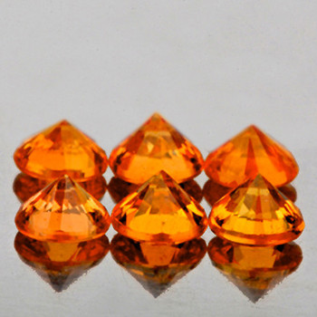 3.00 mm Round 6 pcs Machine Cut Natural Yellowish Orange Sapphire [Flawless-VVS]-Top Grade
