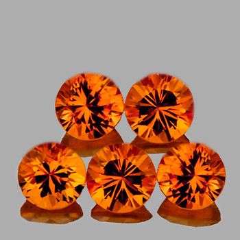 3.20 mm Round 5 pcs Machine Cut Natural Yellowish Orange Sapphire [Flawless-VVS]-Top Grade