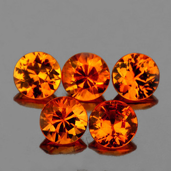 3.40 mm Round 5 pcs Machine Cut Natural Yellowish Orange Sapphire [Flawless-VVS]-Top Grade