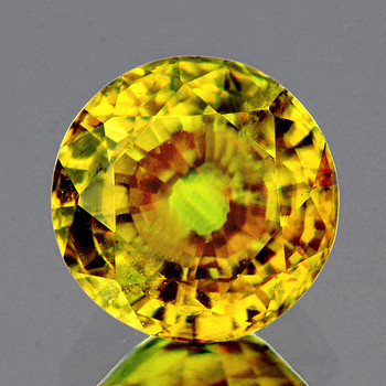 6.50 mm Round 1.22ct Superb Luster Rainbow Spark Natural Canary Yellow Sphene [SI]