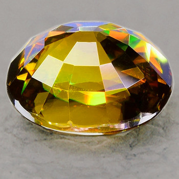 7.5x5.5 mm Oval 1.25ct Top Level Rainbow Sparkles Natural Honey Yellow Sphene [Flawless-VVS]