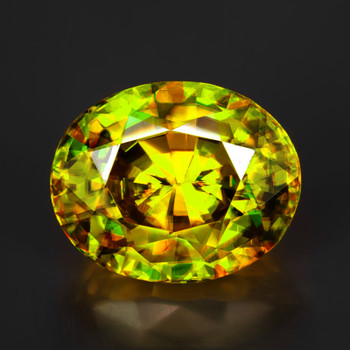 6.5x5 mm Oval 1.00ct Top Level Rainbow Sparkles Natural Green Sphene [Flawless-VVS]