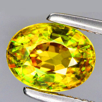 7x5 mm Oval 1.15ct Top Level Rainbow Sparkles Natural Yellow Sphene [Flawless-VVS]