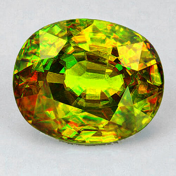 6x5 mm Oval 1.00ct Top Level Rainbow Sparkles Natural Green Sphene [Flawless-VVS]
