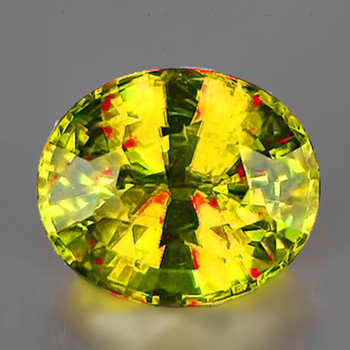 7x6 mm Oval 1.25ct Top Level Rainbow Sparkles Natural Canary Yellow Sphene [Flawless-VVS]