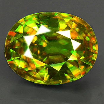 7x5.5 mm Oval 1.15ct Top Level Rainbow Sparkles Natural Canary Yellow Sphene [Flawless-VVS]
