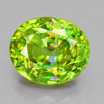 7x6 mm Oval 1.26ct Top Level Rainbow Sparkles Natural Canary Yellow Sphene [SI]