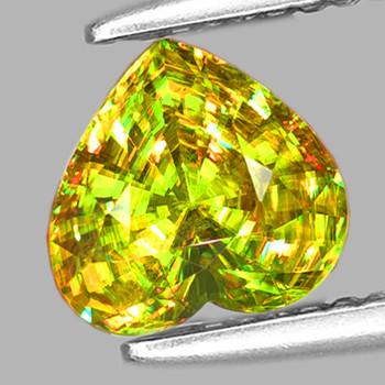 7.00 mm Heart 1.50cts Superb Luster Rainbow Spark Natural Canary Yellow Sphene [Flawless-VVS]