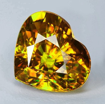 6.5x5.5 mm Heart 1.05cts Superb Luster Rainbow Spark Natural Canary Yellow Sphene [Flawless-VVS]