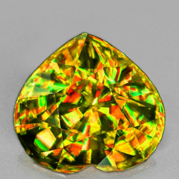 7x6 mm Heart 1.18cts Superb Luster Rainbow Spark Natural Canary Yellow Sphene [Flawless-VVS]