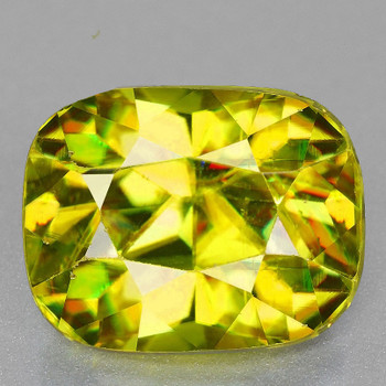 6x5 mm Cushion 1.08cts Superb Luster Rainbow Spark Natural Canary Yellow Sphene [Flawless-VVS]