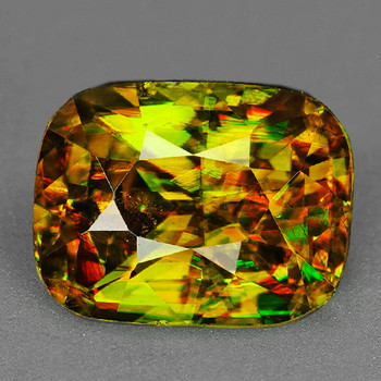 7x6 mm Cushion 1.20cts Superb Luster Rainbow Spark Natural Honey Yellow Sphene [Flawless-VVS]