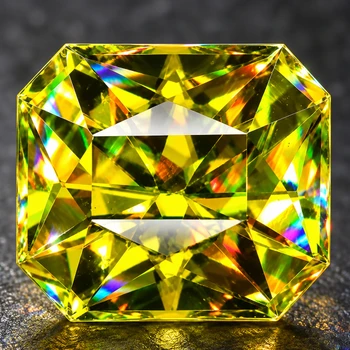 6.50 mm Octagon 1.45cts Superb Luster Rainbow Spark Natural Canary Yellow Sphene [VVS]